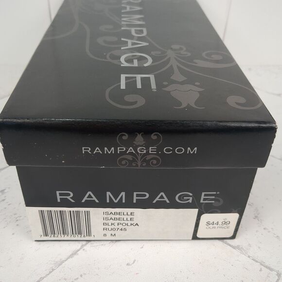 Polka Dot Black And White Peep Toe Wedge Heel Size 8M Rampage NIB Rockabilly - Picture 8 of 8